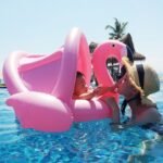 0-3 Years Old Baby Inflatable Flamingo Swan Pool Float With Sunshade Ride-on Swimming Ring Safe Seat Water Toys Infant Circle - 3
