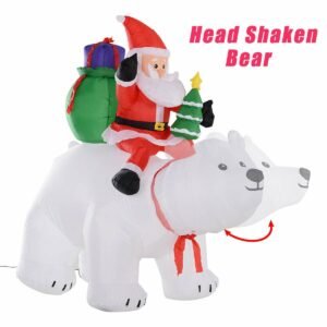 1 7x2m Christmas Inflatable Santa Claus Led Glowing Riding Polar Bear For Kids Gift Toys Garden Props Home Decor - 2