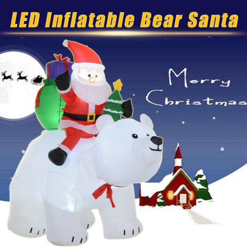 1 7x2m Christmas Inflatable Santa Claus Led Glowing Riding Polar Bear For Kids Gift Toys Garden Props Home Decor