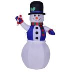 1 8m Christmas Led Inflatable Model Snowman Doll Broom Cover Decoration Dressing & Fan - 2