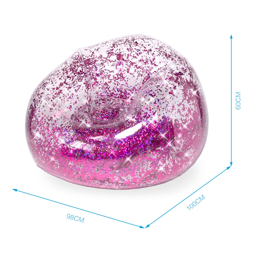 100cm Colorful Glitter Inflatable Sofa Indooroutdoor Air Mattress Lounger Lazy Sleeping Bag For Adults Kids - 1