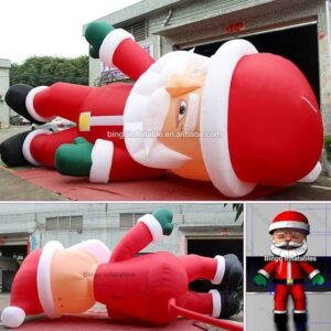 Customized 8 Meters Inflatable Santa On The Building Large Sitting Type Claus Balloon Toys