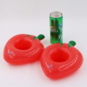 12 Pieces Pack Inflatable Strawberry Drink Floats Red Cup Holder Pool Party