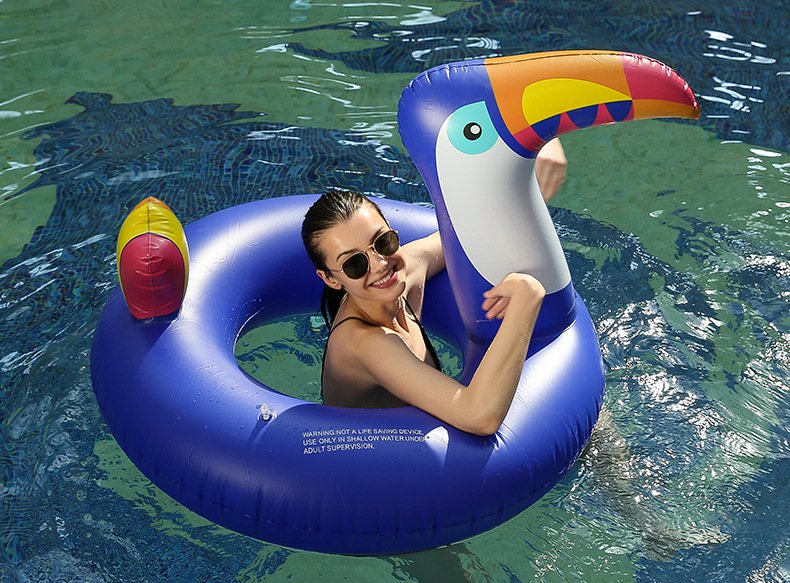 Giant 175cm Inflatable Toucan Pool Float Ring Swimming Lounger Air Mattress Water Toy For Adults - 7