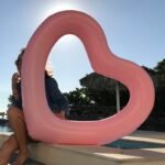 120cm Hot-selling Rose Gold Love Swimming Ring Pink Enlarged And Thickened Inflatable Life Buoy Floating Bed - 2