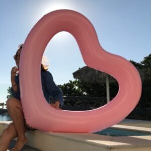 120cm Hot-selling Rose Gold Love Swimming Ring Pink Enlarged And Thickened Inflatable Life Buoy Floating Bed - 2
