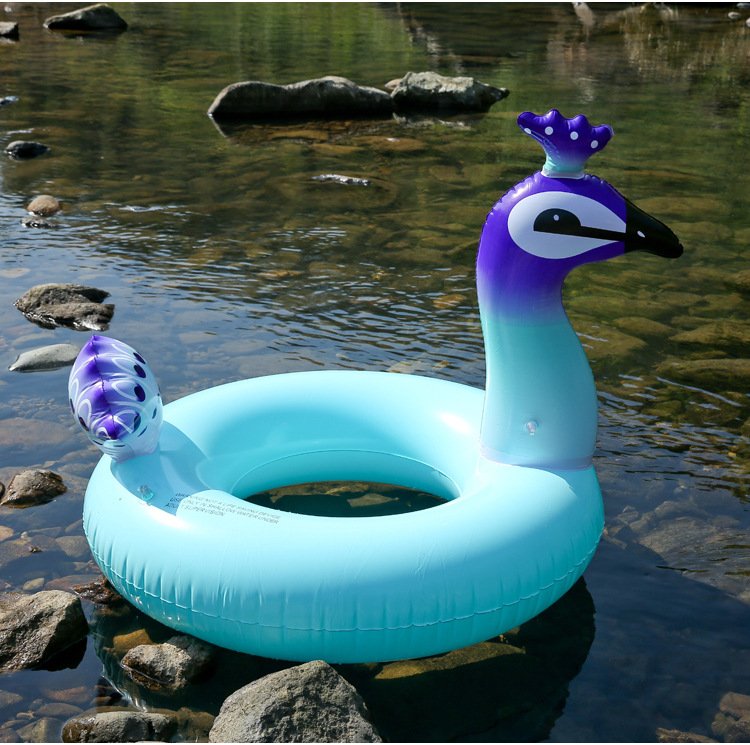 Extra Large 120cm Inflatable Peacock Pool Float Kids Swimming Ring Fun Water Sports Toy Air Mattress Cute Animal Floating Row - 6