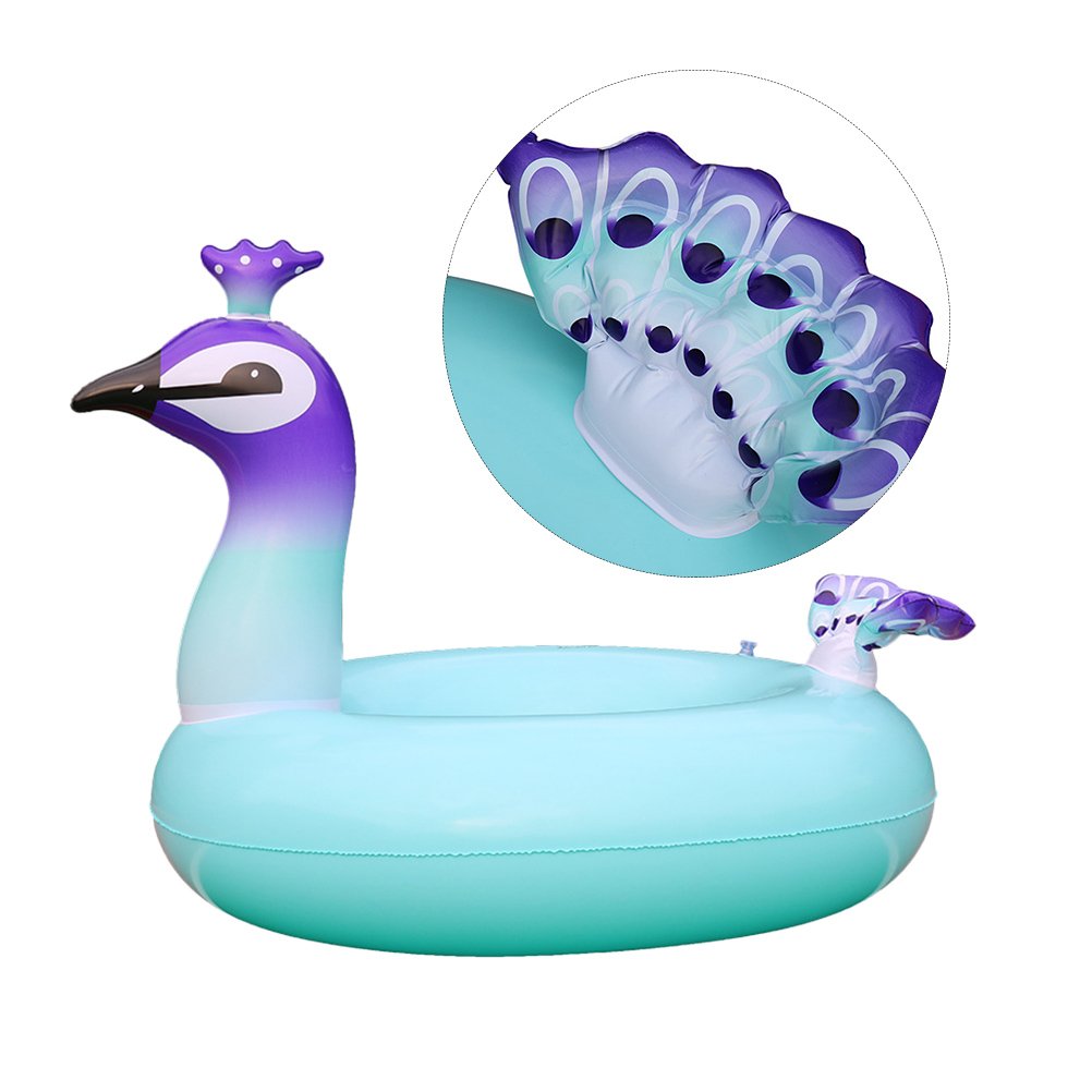 Extra Large 120cm Inflatable Peacock Pool Float Kids Swimming Ring Fun Water Sports Toy Air Mattress Cute Animal Floating Row - 2