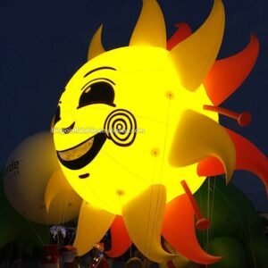 6 Meters Height Pvc Inflatable Lighting Sun Smile Decoration Customized Led Face Flower Christmas Toy For Event
