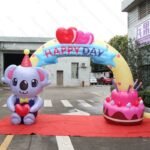 4x3m High Inflatable Birthday Arch Entrance With Koala Inflated Party Decor For Fun Kids