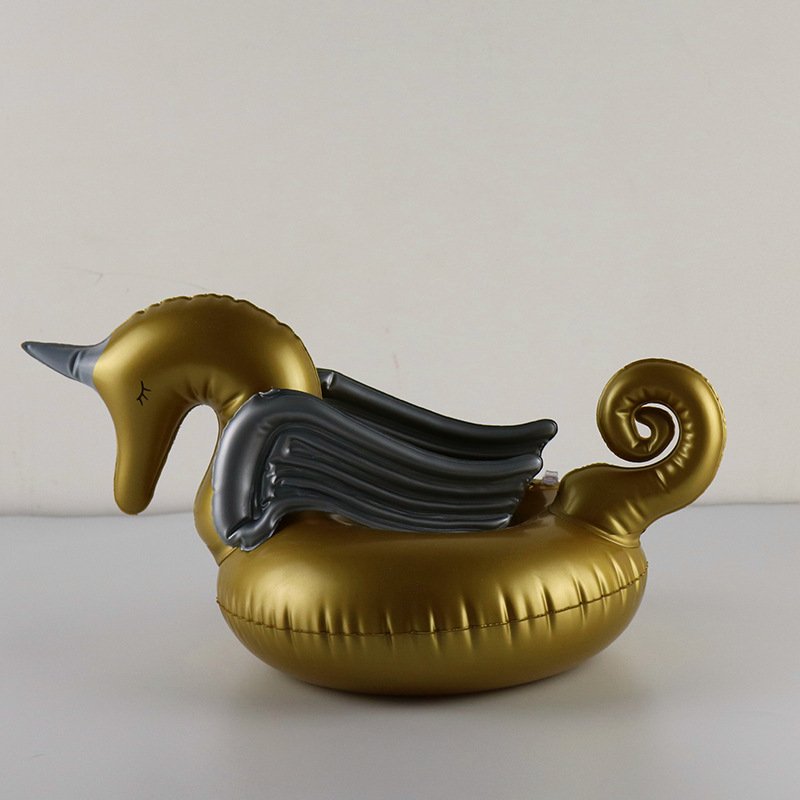 Pack Of 12 Gold Unicorn Pegasus Inflatable Drink Floats For Pool Party Cup Holder - 1