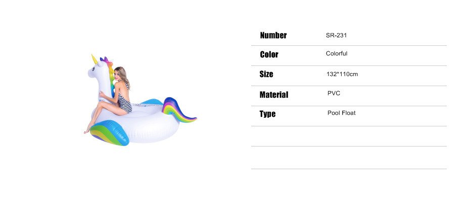 Extra Large 130cm Rainbow Unicorn Inflatable Pool Float Pegasus Horse Womens Swimming Ring Mattress Fun Water Rideon Toy - 1