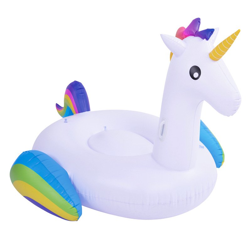 Extra Large 130cm Rainbow Unicorn Inflatable Pool Float Pegasus Horse Womens Swimming Ring Mattress Fun Water Rideon Toy - 2