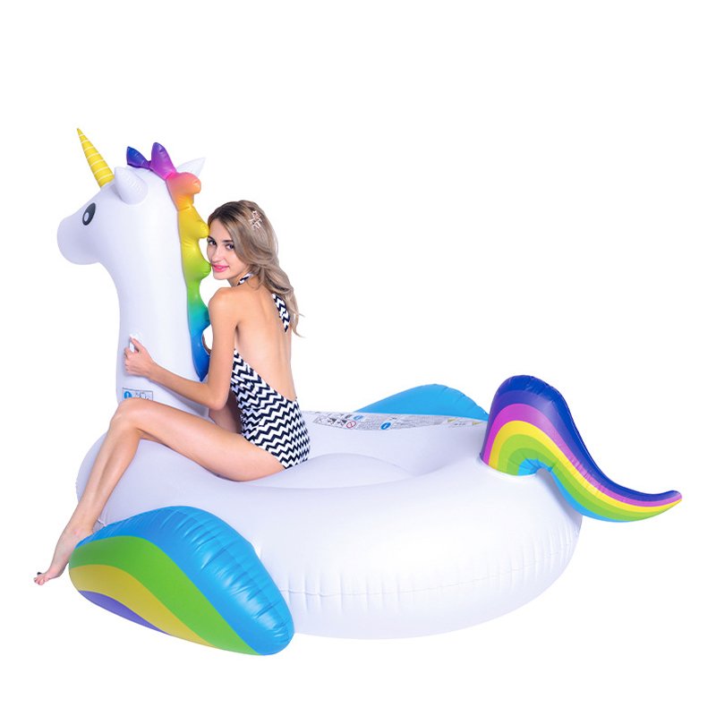 Extra Large 130cm Rainbow Unicorn Inflatable Pool Float Pegasus Horse Womens Swimming Ring Mattress Fun Water Rideon Toy - 3