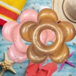 140cm Adults Swimming Ring Pvc Float Circle Inflatable Tube Summer Flower With Glitter Seat Water Party Fun Pool