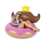 140cm Inflatable Donut Pool Float Chair Swimming Ring Sunbathe Bed With Backrest Water Party Fun Toys Mattress - 3