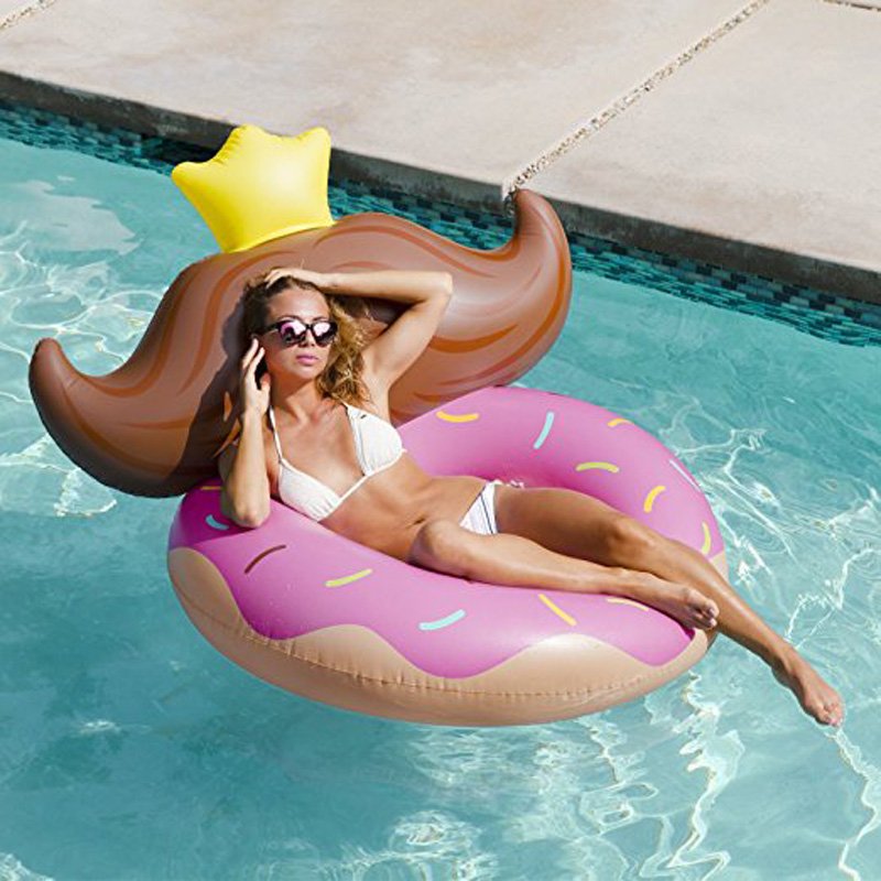 140cm Inflatable Donut Pool Float With Backrest Sunbathing Water Mattress Fun Swimming Party Toy - 2