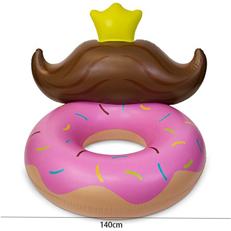 140cm Inflatable Donut Pool Float With Backrest Sunbathing Water Mattress Fun Swimming Party Toy - 3