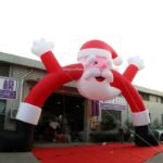 Custom Made 12x7 3mh Inflatable Christmas Arch With Santa Claus Archway For Day Decoration Model Toy