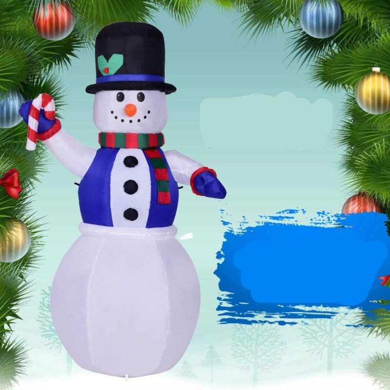 1 8m Christmas Led Inflatable Model Snowman Doll Broom Cover Decoration Dressing & Fan