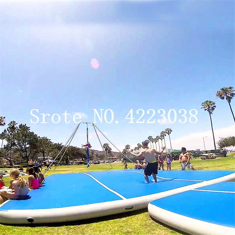Blue Inflatable Gymnastics Mattress 15x2x02m Air Track Tumbling Mat With Pump For Home Gym Training Cheerleading - 3