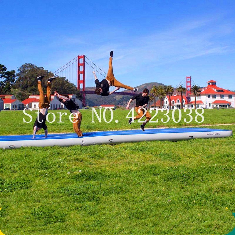 Blue Inflatable Gymnastics Mattress 15x2x02m Air Track Tumbling Mat With Pump For Home Gym Training Cheerleading - 8