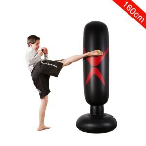 160cm Boxing Punching Bag Inflatable Toys Free-stand Tumbler Muay Thai Training Pressure Relief Back Sandbag
