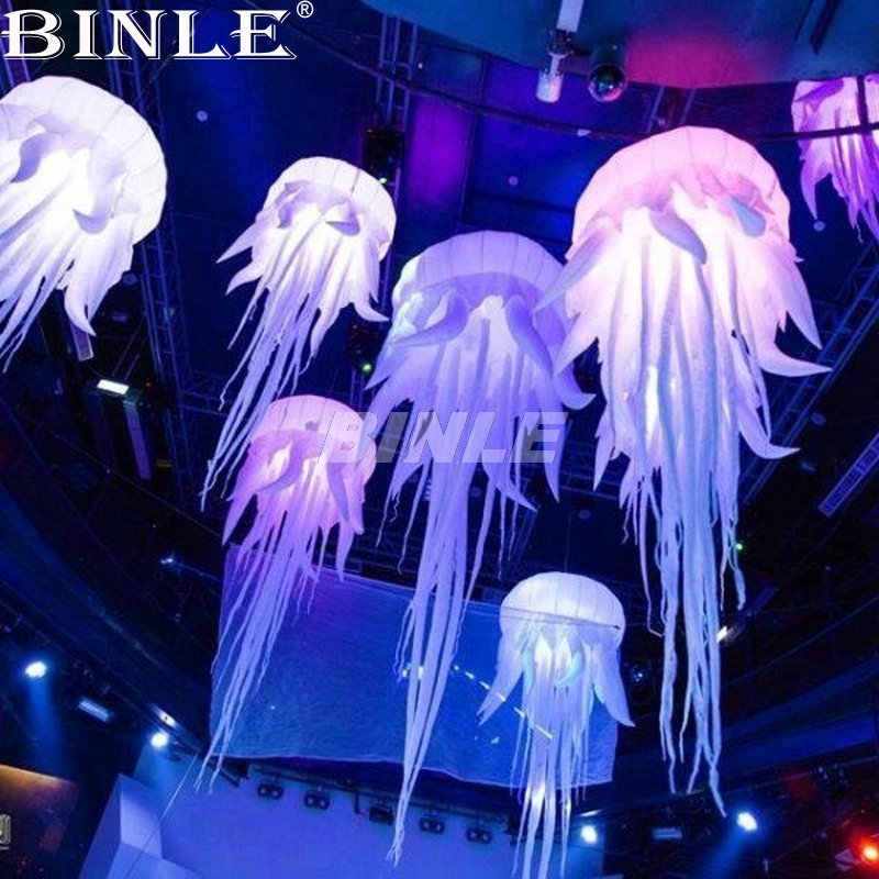 Multicolored 16 Led Light Inflatable Jellyfish Balloon Enchanting Stage And Event Decor - 2 Multicolored 16 Led Light Inflatable Jellyfish Balloon Enchanting Stage And Event Decor - 2