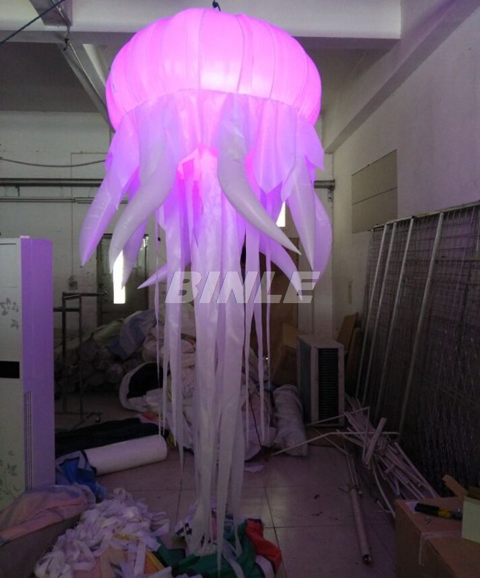 Multicolored 16 Led Light Inflatable Jellyfish Balloon Enchanting Stage And Event Decor - 6 Multicolored 16 Led Light Inflatable Jellyfish Balloon Enchanting Stage And Event Decor - 6