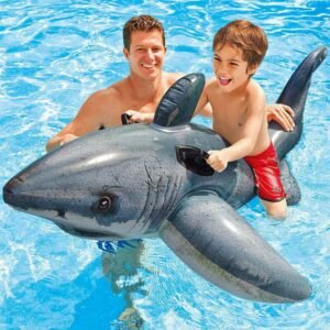 173cm Inflatable Shark Riding Whale Pool Float Swimming Ring Swim Circle Air Mattress Water Toys For Child Adult Beach Party - 2