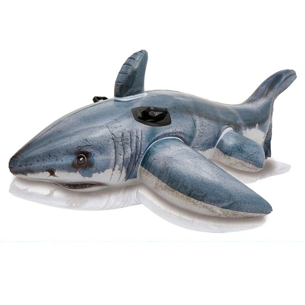 Large 173cm Inflatable Shark Whale Pool Float Swim Ring Air Mattress Water Toy For Kids And Adults Beach Party Fun - 2