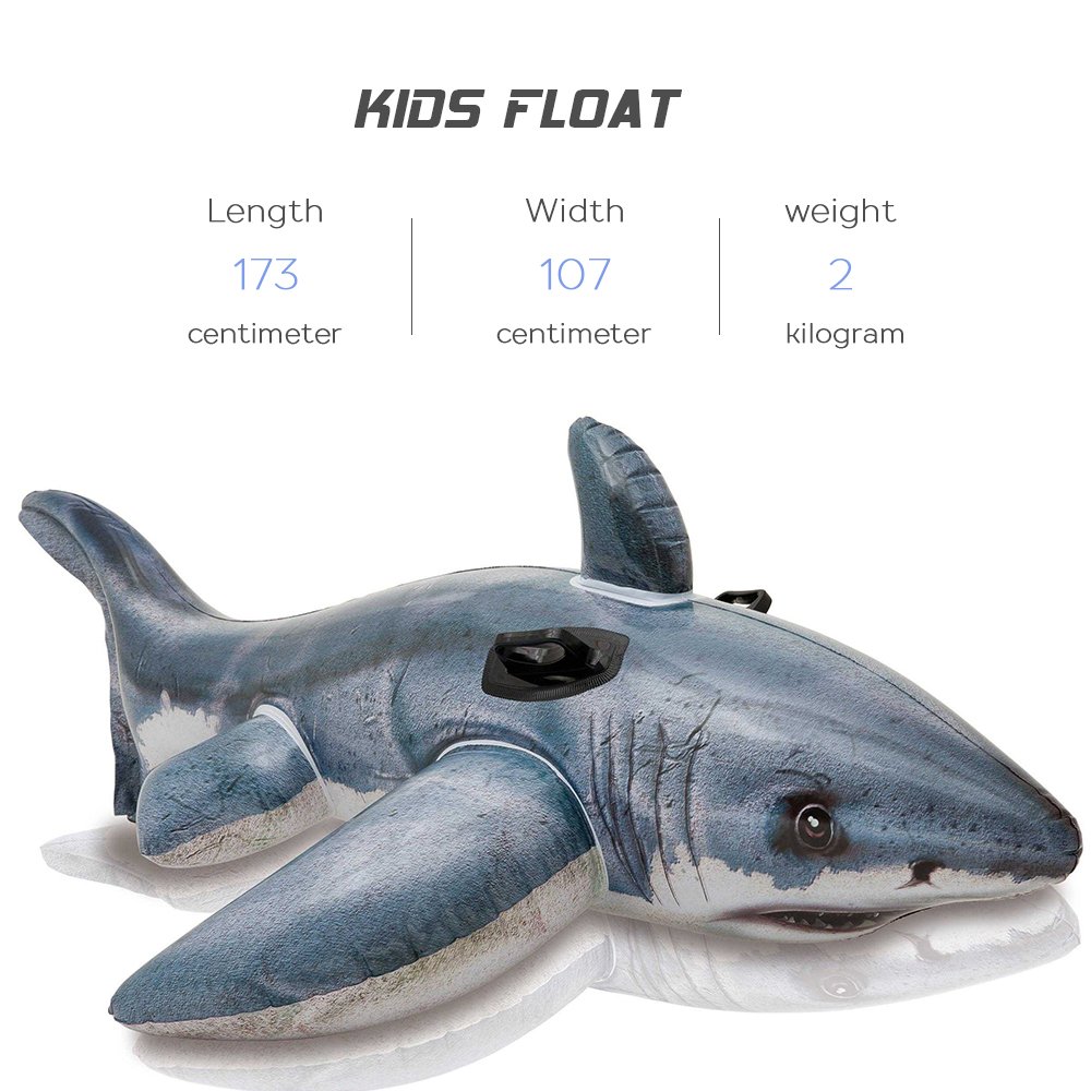 Large 173cm Inflatable Shark Whale Pool Float Swim Ring Air Mattress Water Toy For Kids And Adults Beach Party Fun - 4