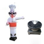 Outdoor Decoration 3mh Inflatable Chef Mini Air Dancer Sky Dancing Man For Restaurant