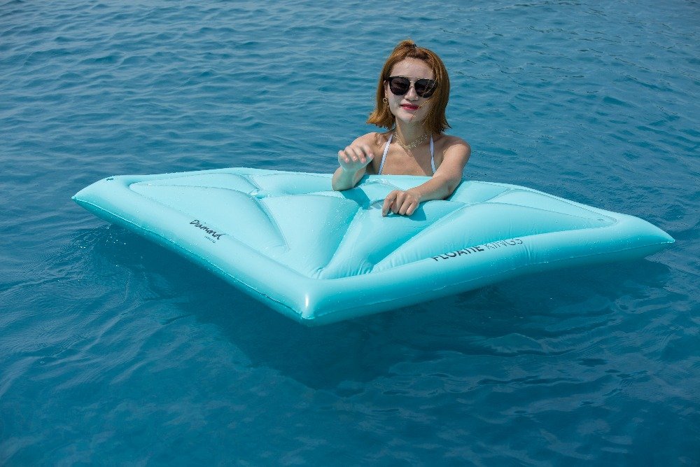 Sky Blue Giant Diamond Inflatable Pool Float 180cm Air Mattress Beach And Pool Party Water Fun Toy - 4