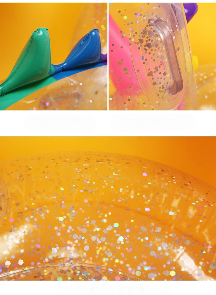 180cm Unicorn Pool Float With Holographic Glitter Transparent Rainbow Pegasus Design Inflatable Swimming Ring Water Fun Toy For Adults Kids - 4 180cm Unicorn Pool Float With Holographic Glitter Transparent Rainbow Pegasus Design Inflatable Swimming Ring Water Fun Toy For Adults Kids - 4