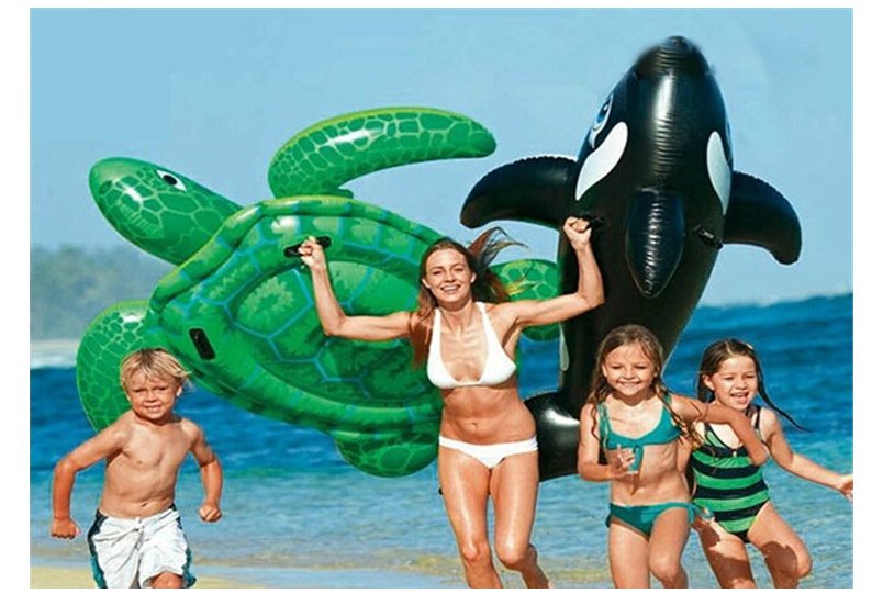 Black Whale 190cm Inflatable Ecofriendly Pvc Pool Float Adult Water Bed Swimming Ring Party Toy - 10