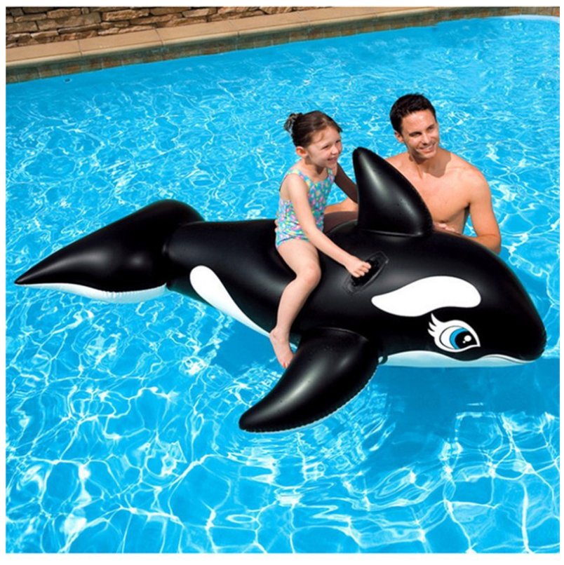 Black Whale 190cm Inflatable Ecofriendly Pvc Pool Float Adult Water Bed Swimming Ring Party Toy - 1