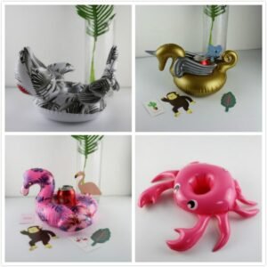 1pcs Mini Inflatable Flamingo Unicorn Donut Pool Float Toys Drink Cup Holder Swimming Ring Party Beach Kids Adults - 2
