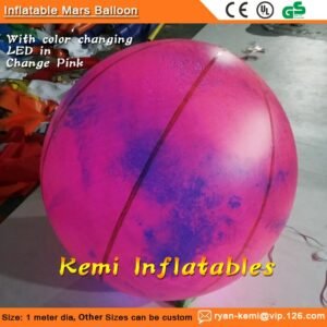 1m Dia Pvc Air Sealed Inflatable Mars Balloon Sphere With Led Light The Planet Model Space Education Props Hang - 2