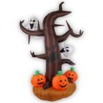 2 4m Haunted Archway Inflatable Tree With Owl Ghost And Halloween Yard Decoration Led Lighted
