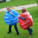 2 Pieces Set Inflatable Body Bucket Bumper Ball Children Kids Sumo Bopper Sensory Training Outdoor Sport Toys - 5