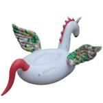 200cm Giant Inflatable Pegasus Horse Pool Float Ride-on Floral Print Unicorn Swimming Ring Holiday Party Water Toys Boia Piscina - 6