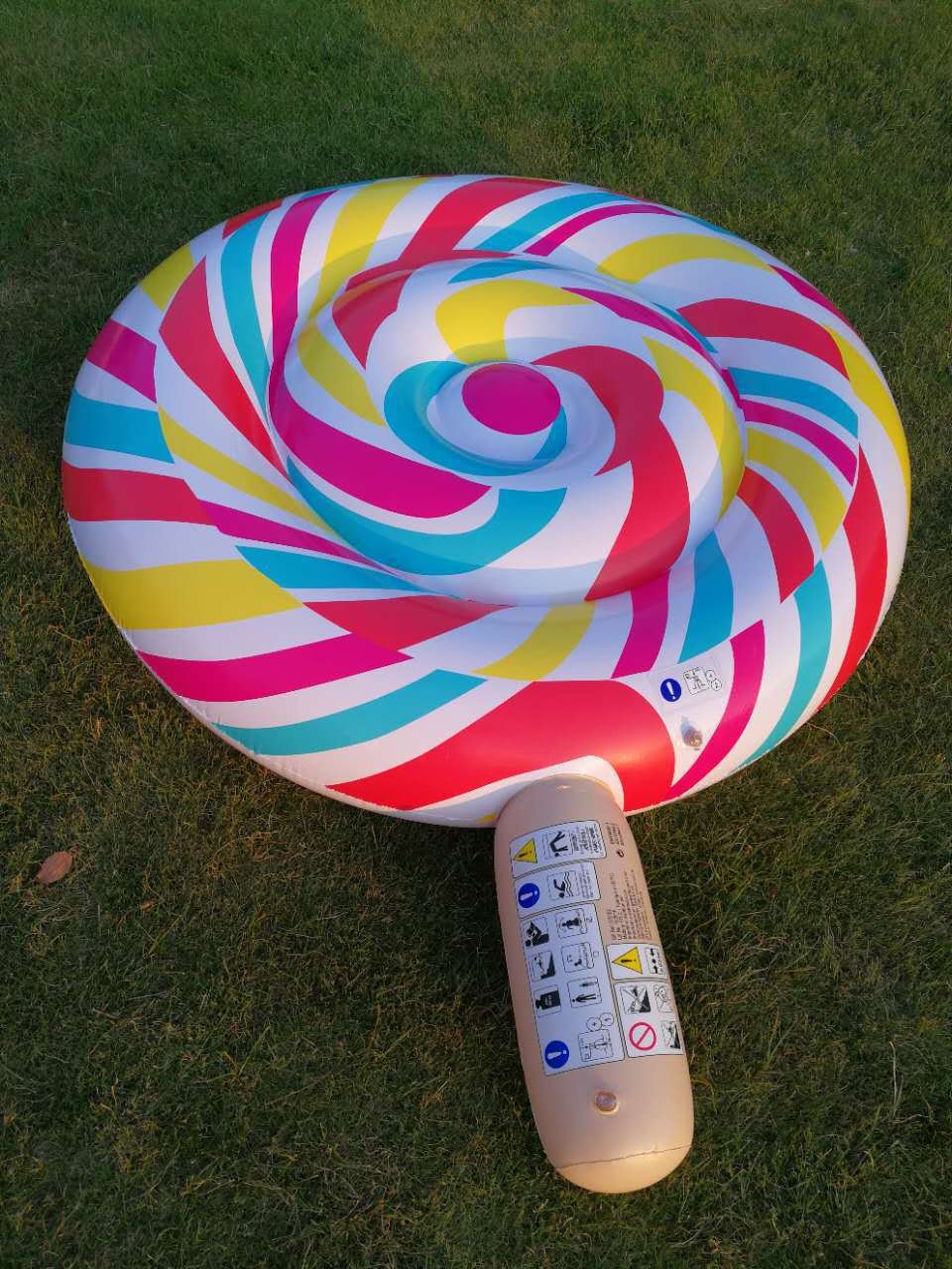 Extra Large 200cm Inflatable Rainbow Lollipop Pool Float Kids Water Party Fun Toy Giant Candythemed Air Mattress Lounger - 3