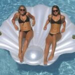 Hot Inflatable Shell Pool Float White With Handle Row Aqua Lounger Floating Raft Swim Ring