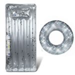 Inflatable Pool Float Confetti Silver Glitter Air Swimming Ring Mattress Floating Lounger Women Beach Sea Party Piscina - 6