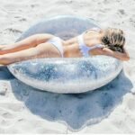 Giant Gold Pink Sparkly Swimming Ring With Colorful Glitters Luxury 110cm Inflatable Pool Float Raft Tube For Adults