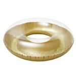 Giant Gold Pink Sparkly Swimming Ring With Colorful Glitters Luxury 110cm Inflatable Pool Float Raft Tube For Adults - 3
