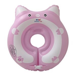 Cartoon Pig Baby Swimming Ring Inflatable Neck 0-8 Months Newborn Circle Pool Float Infant Buoy Bath Accessories - 2