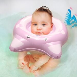 Cartoon Pig Baby Swimming Ring Inflatable Neck 0-8 Months Newborn Circle Pool Float Infant Buoy Bath Accessories