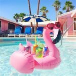 Pool Float Inflatable Flamingo70x60cm 4 Hole Pink Flamingo Cup Holder Coasters Cola Beverage For Adults Children - 2